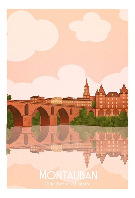 Affiche vintage ville de Montauban